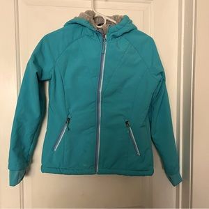 SNOZU Girls Zippered Teal an Grey Soft Interior Lined Winter Jacket ~ Size 14/16